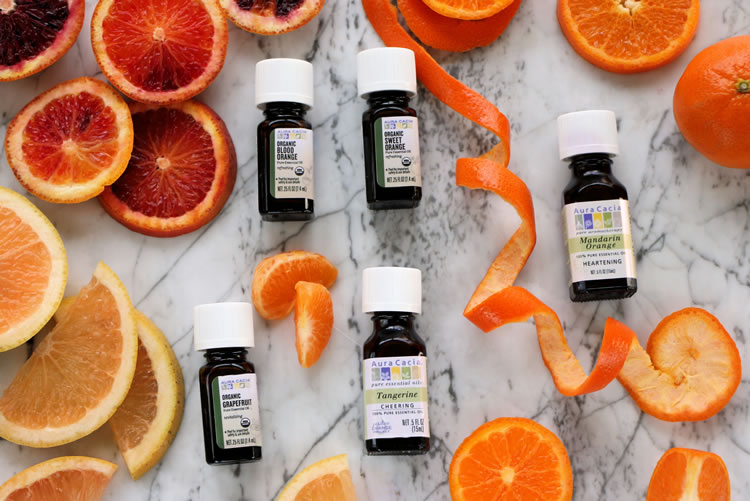 Aura Cacia Variety of Orange Essential Oils Blood Orange Sweet Orange Mandarin Tangerine Grapefruit