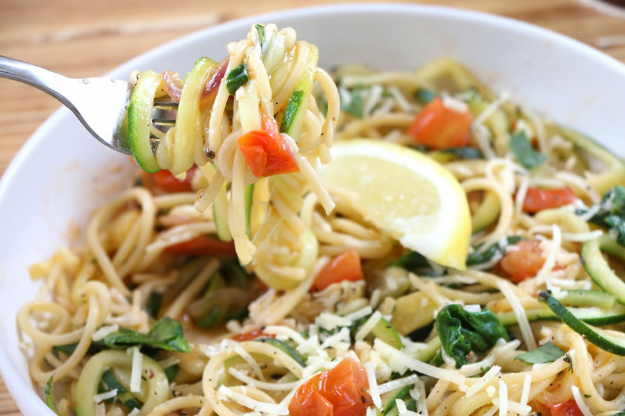 Noodles & Company Zucchetti With Zoodles and Spaghetti | http://onbetterliving.com