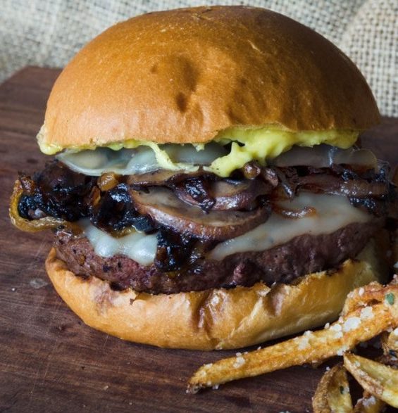 Mushroom Burger Provolone and Caramelized onions