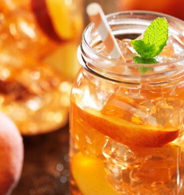 cold brewed mint and peach iced-tea