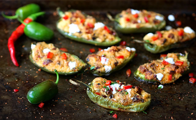Recipe: Baked Jalapeno Peppers Stuffed with Cheese and Chorizo