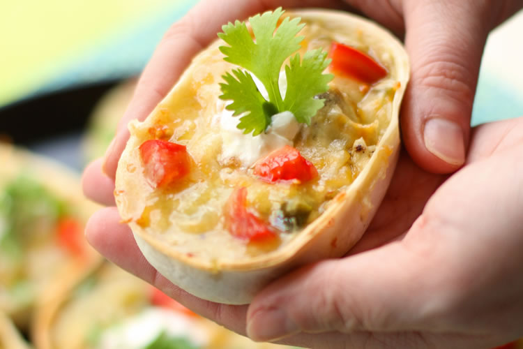 Cinco de Mayo Recipe: Mini Green Chicken and Poblano Enchiladas | onbetterliving.com