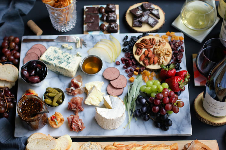French wine and cheese tasting board