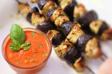 Easy Basil Chicken & Potato Kabab Recipe With a Roasted Red Pepper Basil Sauce