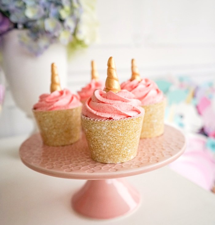 Unicorn Horn Birthday Party Cupcakes