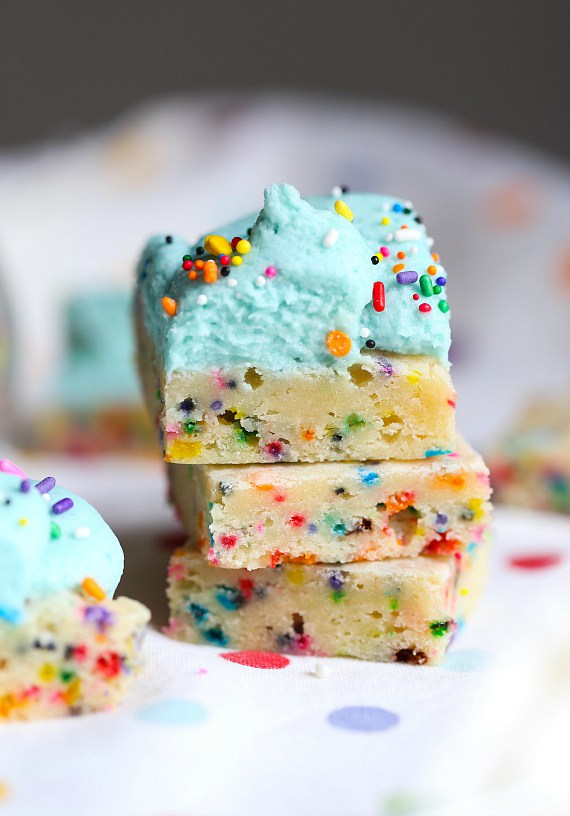 Unicorn Bars With Blue Frosting Sprinkles