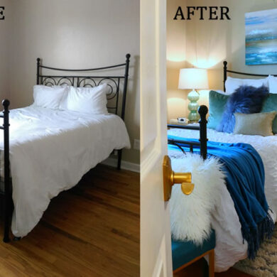 Guest Room Refresh Before & After : We did an easy, fast and inexpensive DIY that homeowners usually overlook when redecorating their homes. | www.onbetterliving.com