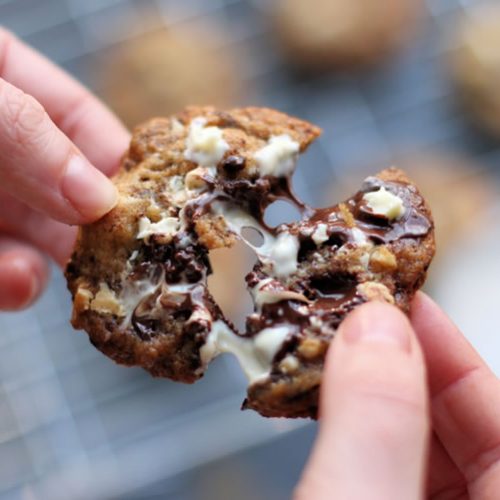 White And Dark Chocolate Chip Cookie Recipe (Small Half Batch) www.onbetterliving.com