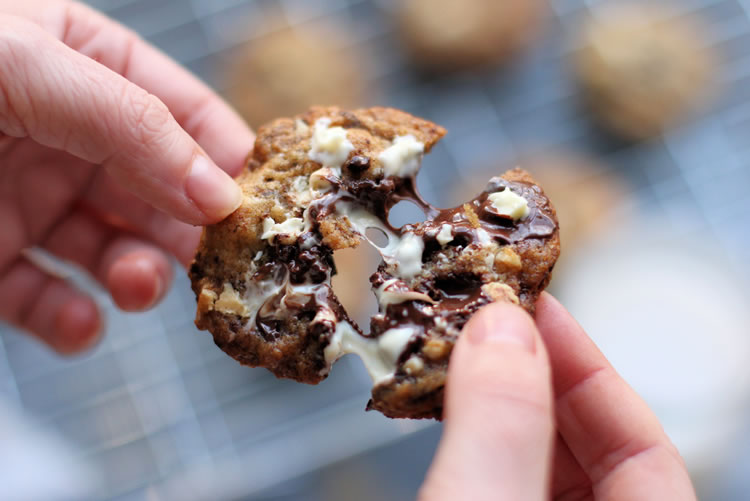 Best Ever White And Dark Chocolate Chip Cookie Recipe (Small Half Batch) www.onbetterliving.com