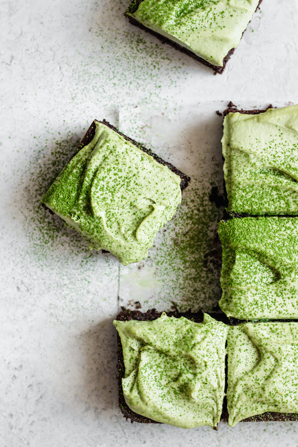 almond flour brownies green tea matcha mint frosting