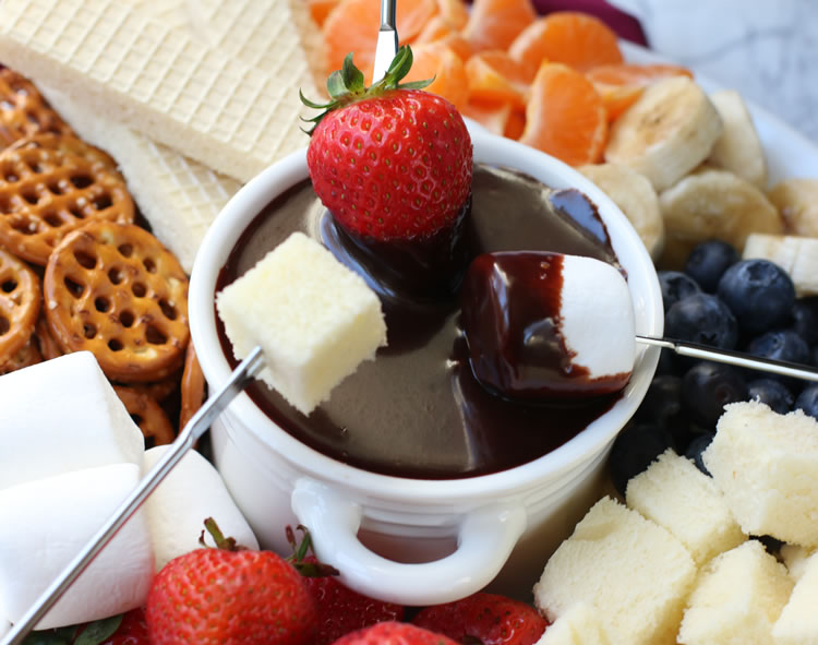 Exquisite Chocolate Caramel Marsala Fondue Made with 4 Ingredients, Served with Cooking Wine, Holland House