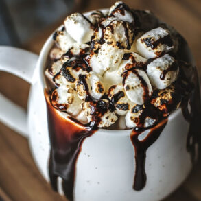 Recipe Dark And Creamy Hot Chocolate With Toasted Marshmallows| www.onbetterliving.com
