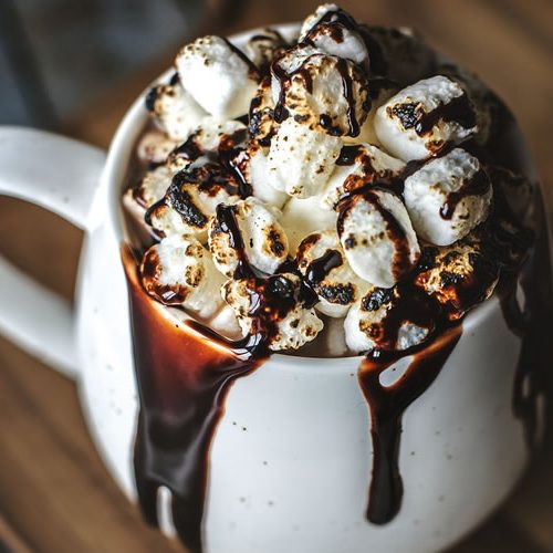 Recipe Dark And Creamy Hot Chocolate With Toasted Marshmallows| www.onbetterliving.com
