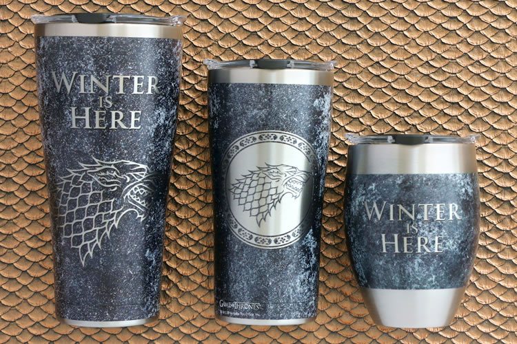 Game Of Thrones Tervis Insulated Travel Stainless Steel cups tumblers Winter Is Here House Stark Wolf Sigil 30 ounce 20 ounce 12 ounce