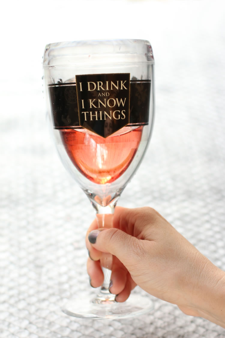 I Drink And I know Things Insulated Wine Cups Stem Stemless Tervis Poolside Outdoor Game Of Thrones