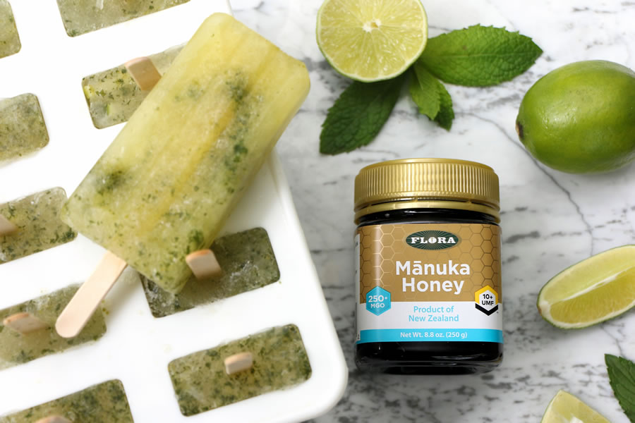 DIY Recipe For Super Healthy Manuka Honey, LIme And Mint Popsicles