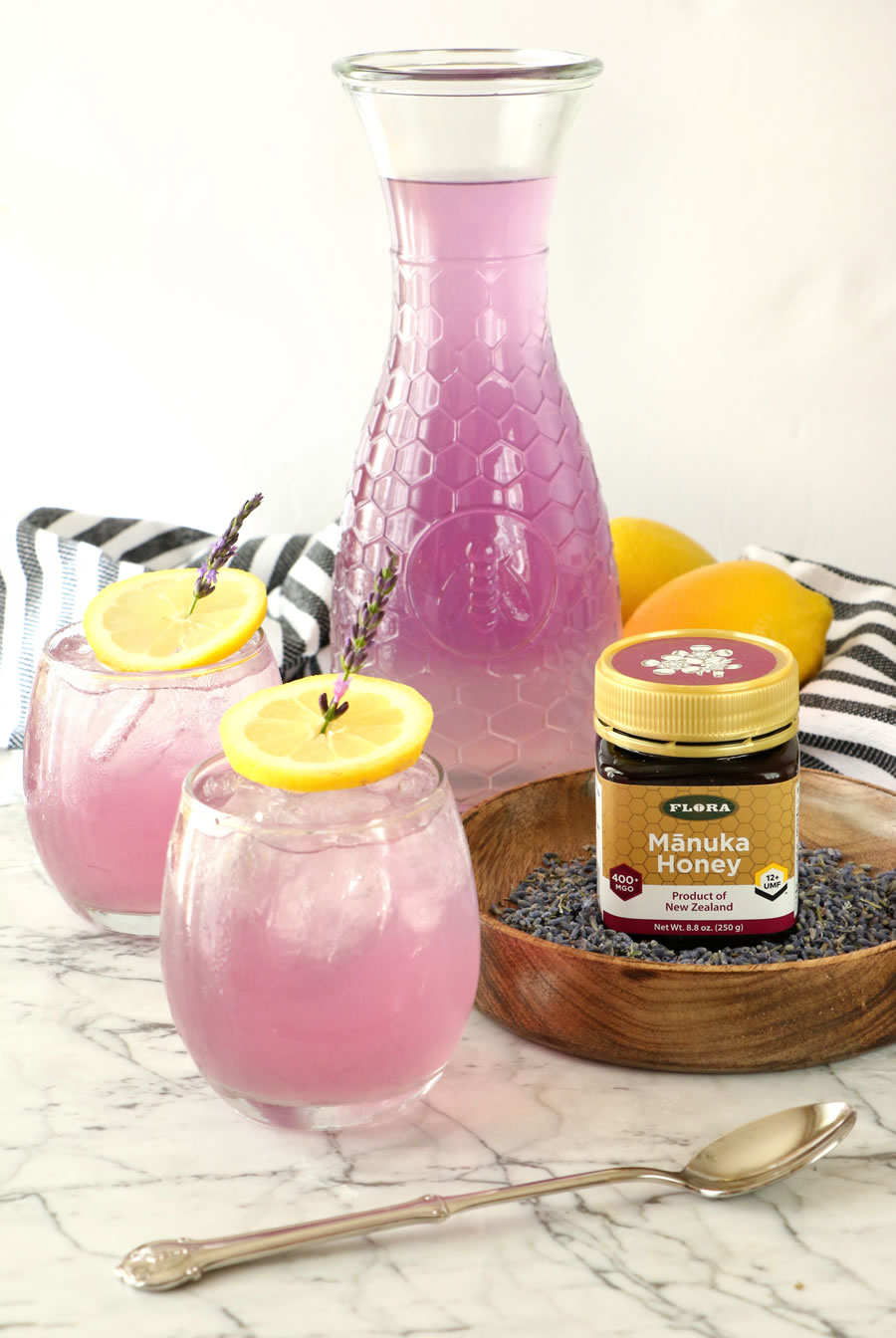 MĀNUKA HONEY + LAVENDER LEMONADE Recipe Made With Flora Manuka Honeyy