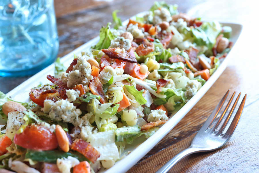 Chopped Salad with bacon marcona almonds blue cheese tomatoes and beets