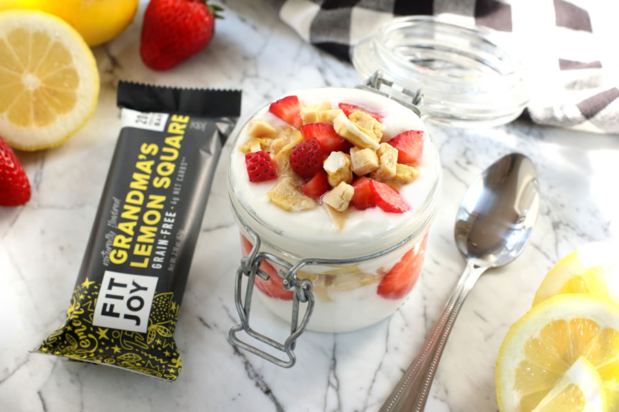 FitJoy High-Protein Grandmas Lemon Square Parfait Recipe