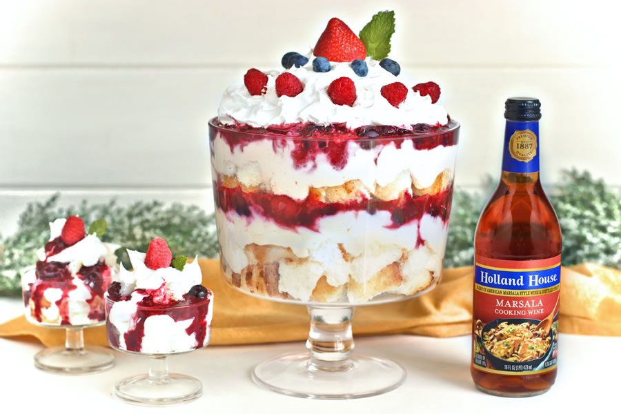 Light And Easy Mixed Berry Winter Trifle With Marsala cooking wine yogurt