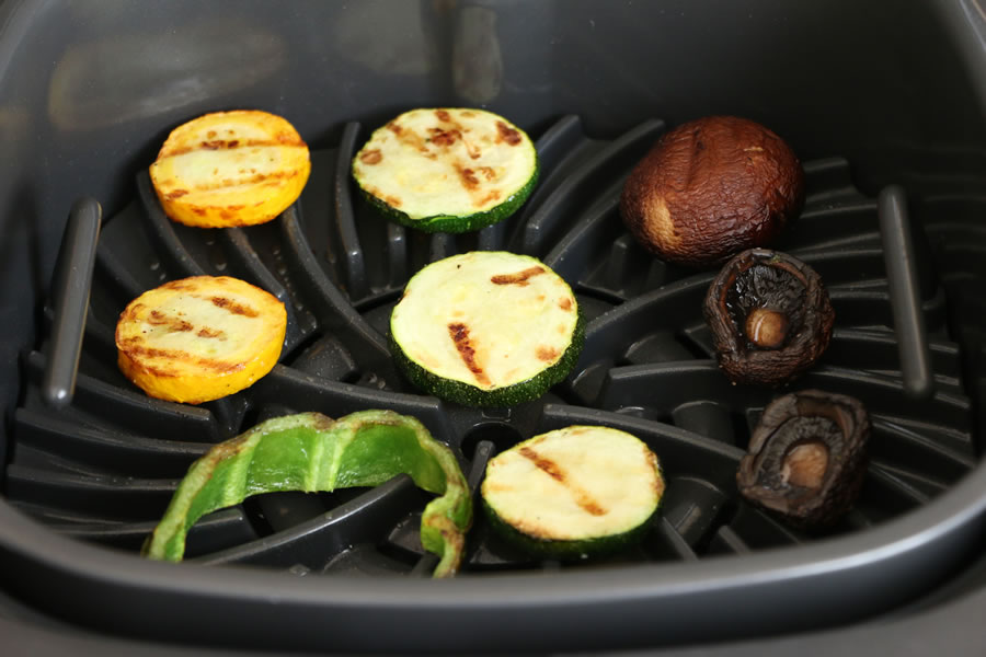 Grilled Veggies like squash zucchini and mushrooms made with the Ninja Foodi Grill