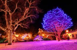 Christmas lights holiday display at Peddlers Village Lahaska Pennsylvania.