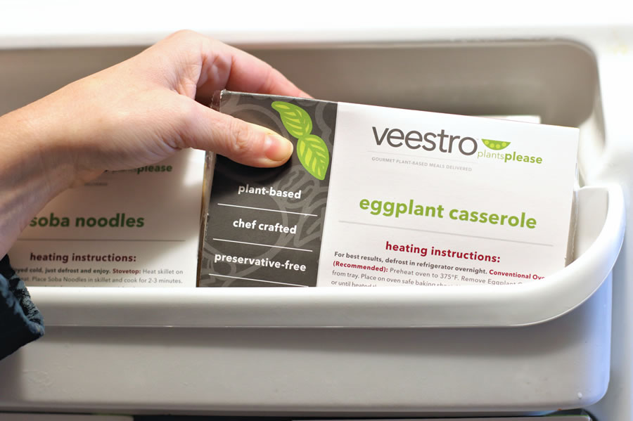 Veestro meal in the freezer door