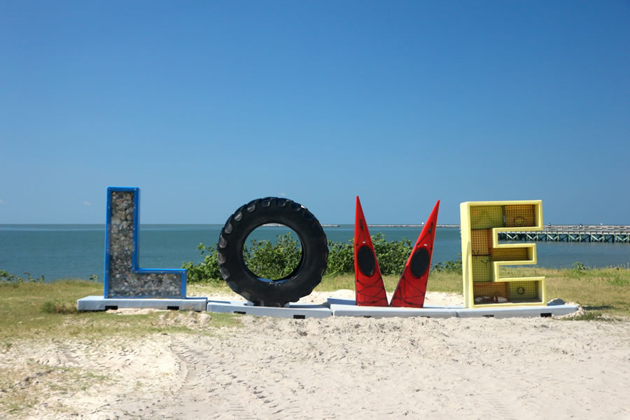 The LOVE sign in Cape Charles, VA at the beachfront