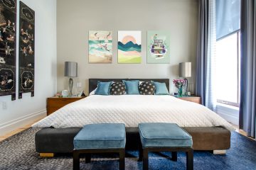 Spring Inspired prints over a bed from Displate