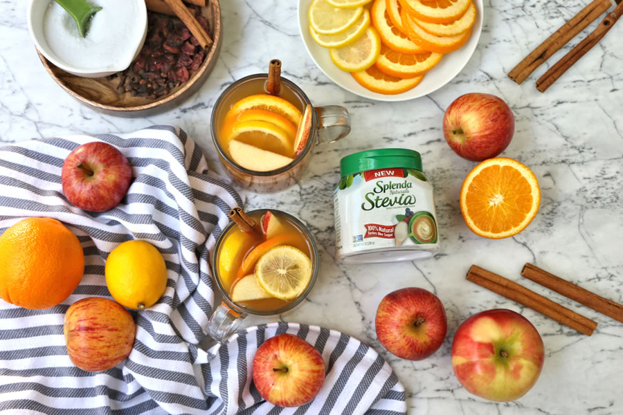 hot spiced mulled apple cider with stevia