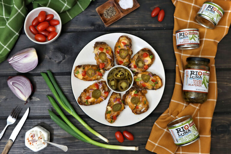 Green Chile Cheeseburger Potato Skins