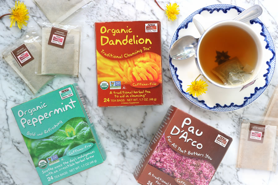 NOW Immune-Boosting Teas like Organic Dandelion organic peppermint and Pau d'Arco