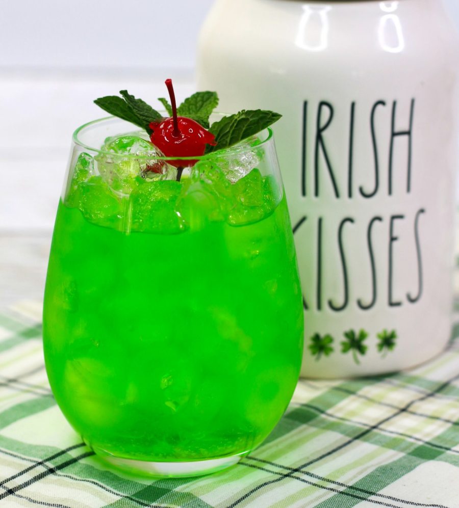 St-Patricks Day Luck of the Irish Green Whiskey Cocktail.