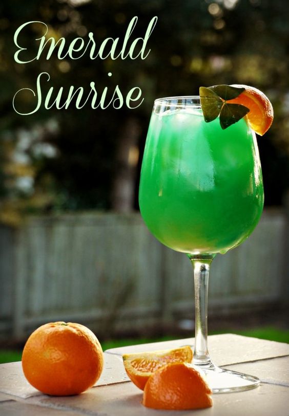 Emerald Sunrise cocktail for St. Patrick's Day