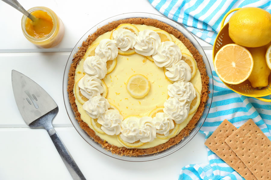 Greek Yogurt Lemon Cream Pie | onbetterliving.com