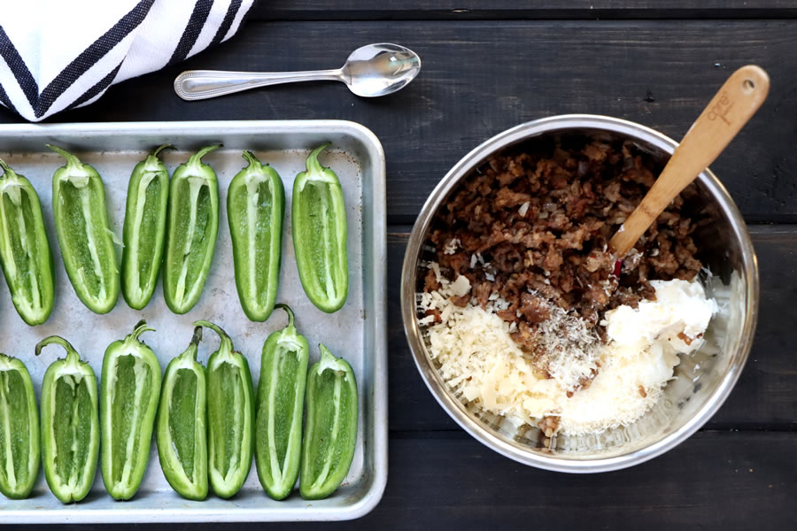 making sausage filling for baked jalapenos