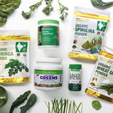 California Gold Nutrition Organic moringa powder Organic spirulina powder and organic wheat grass powder Green magma barley grass powder amazing grass and paradise orac energy greens