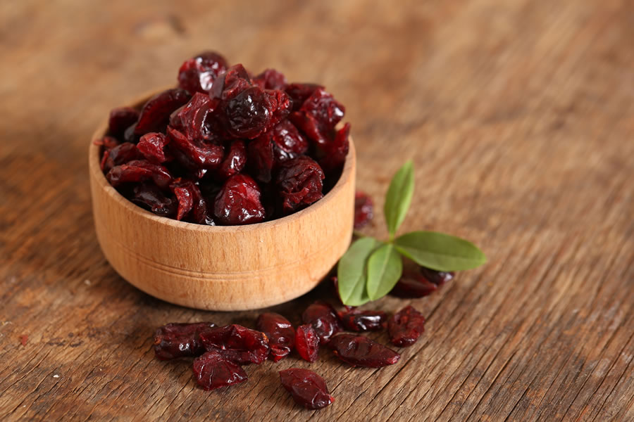 bowl of dried cranberries