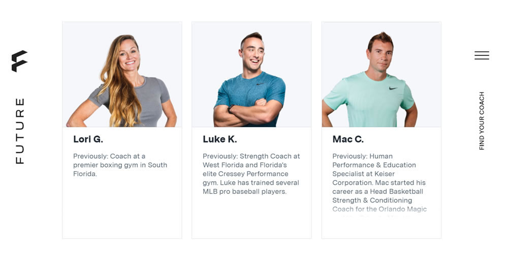 Future Fitness App coach selection at signup