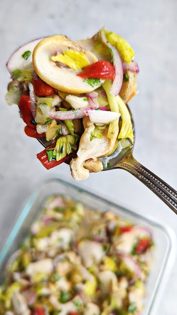 A spoonful of Scungilli salad