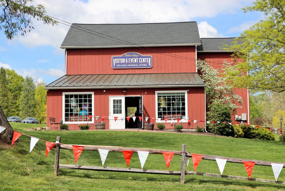 The exterior of the Visitors & Event Center at Peddler's Village. 