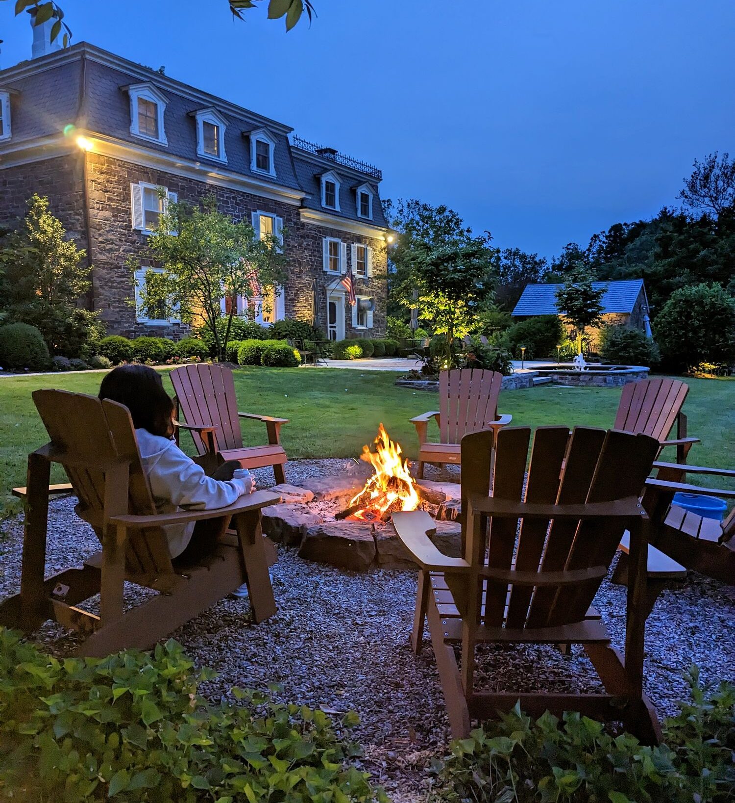 Woolverton Inn near Lambertville New Jersey showing outdoor fire pit working sheep farm countryside elegance and farm-to-table dining on historic property