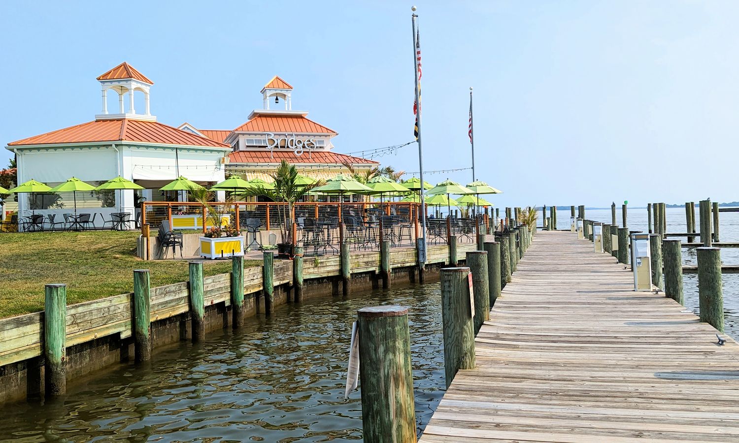 A dockside view of Bridges restaurant. 