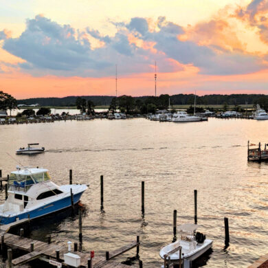 The sunset in Kent Narrows from the balcony of the Hyatt Place hotel