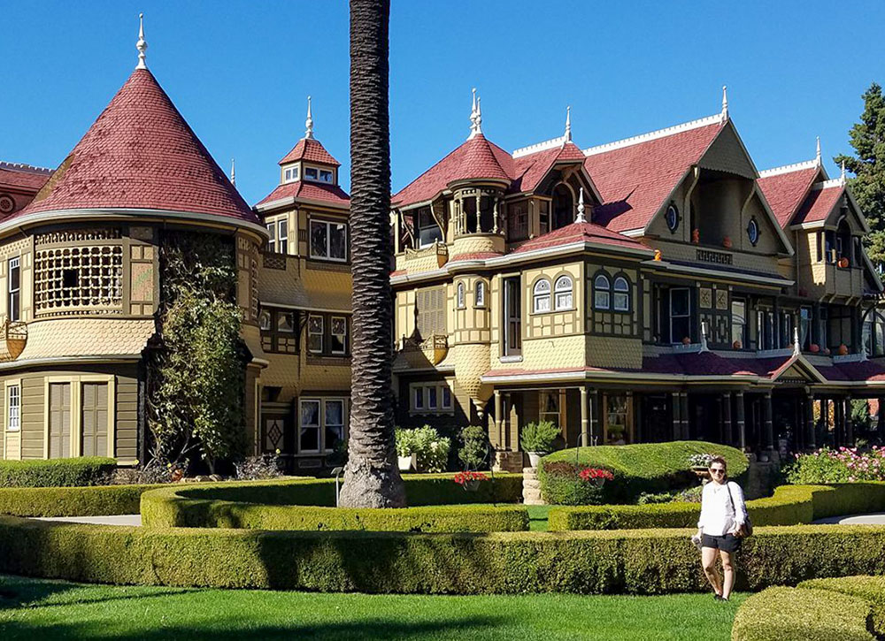 Heather from Better Living outside of the Winchester Mansion in San Jose Ca