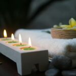 a serene display of candles in a home spa