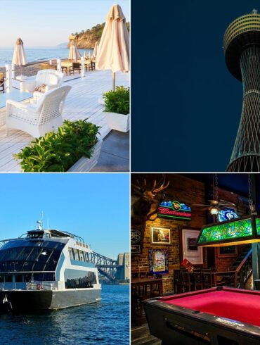 collage of seaside resort, rooftop bar, dining cruise & hidden bar restaurants