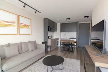 Interior Design of Living Room and Kitchen