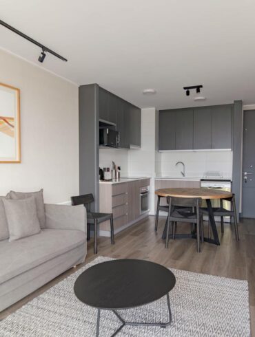 Interior Design of Living Room and Kitchen