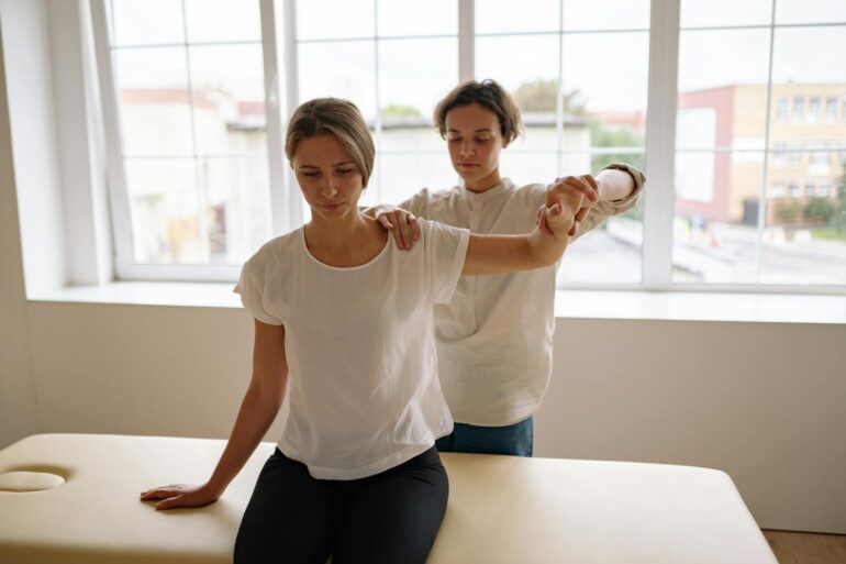 A Woman Doing Physical Therapy in a professional treatment room